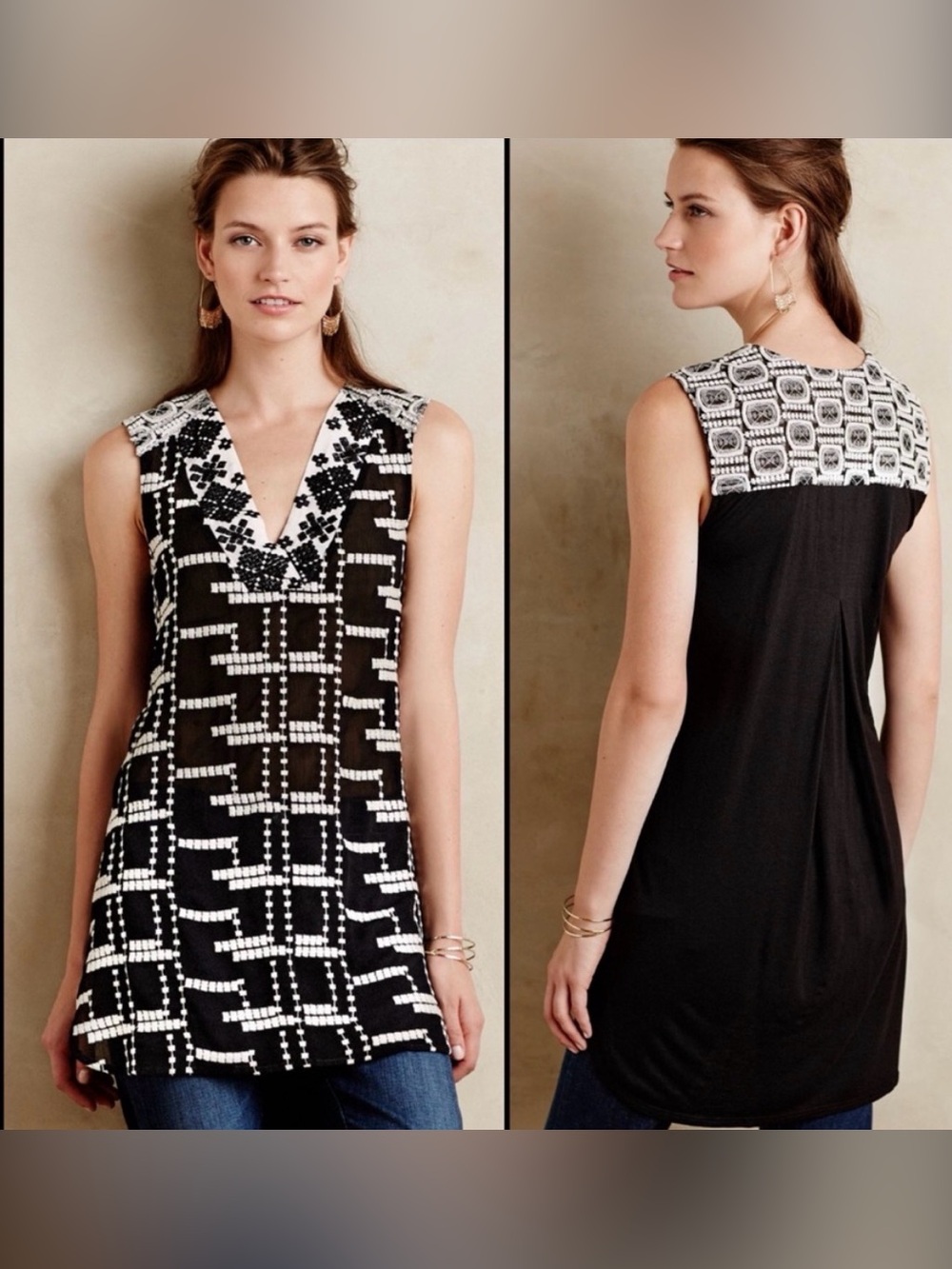 Anthropologie Tiny Embroidered Chaparral Tunic Size M